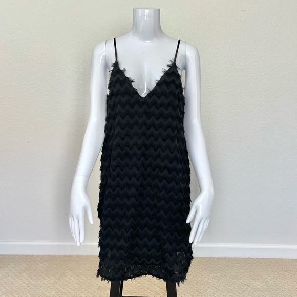 NWT Feather Black Mini Dress - S - Picture 5 of 6